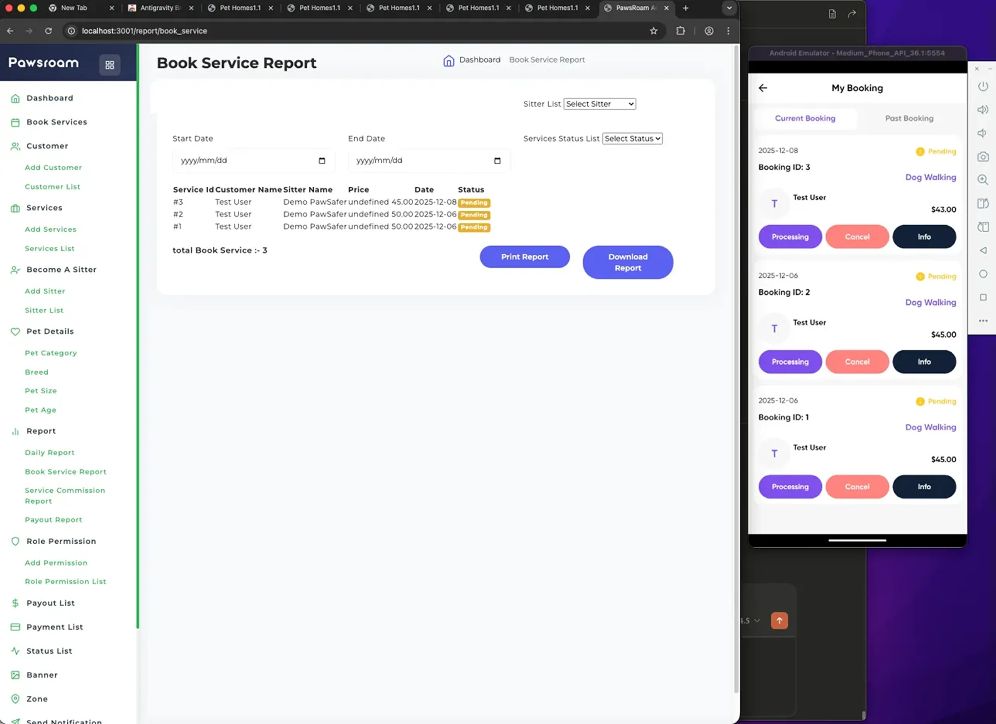 PawsRoam admin dashboard 2